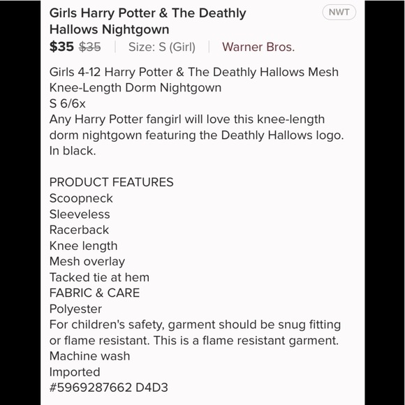 Harry Potter & The Deathly Hallows Nightgown - Picture 2 of 2